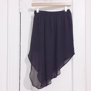 BCBG Asymmetrical Sheer Waterfall Midi Skirt